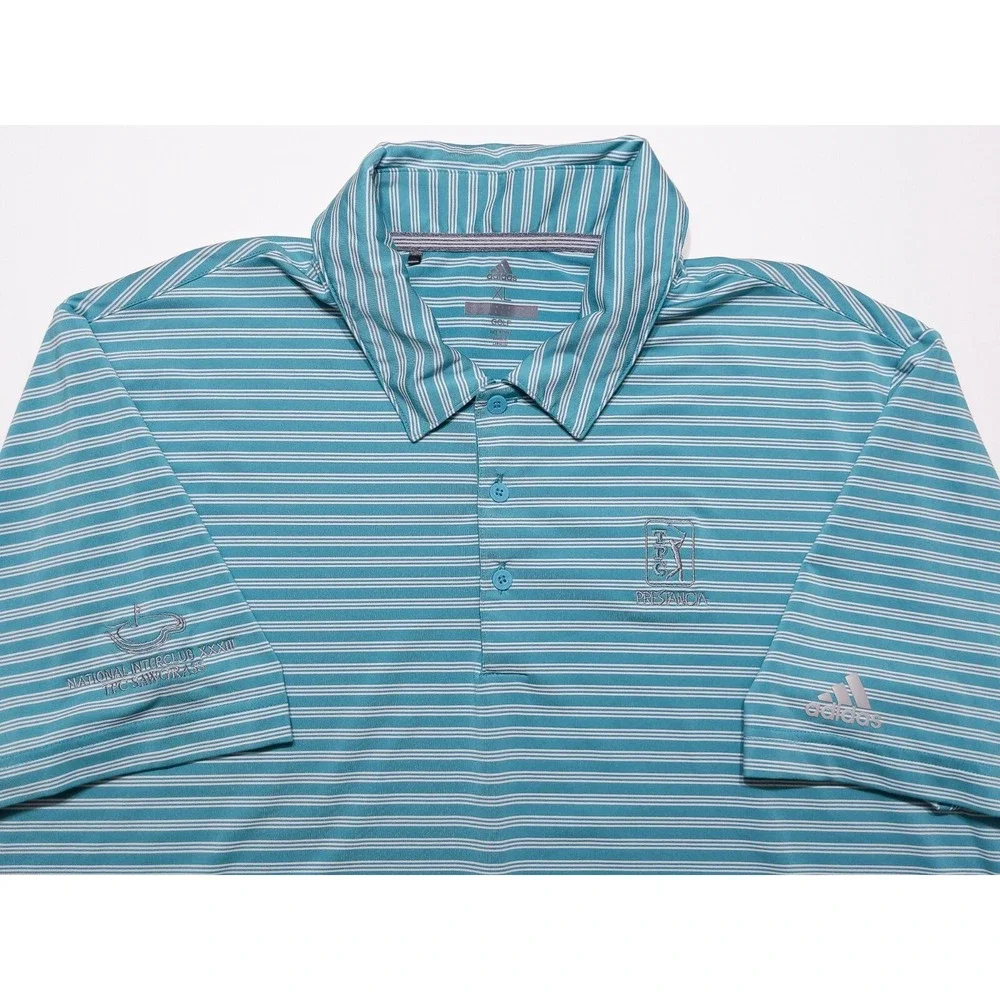 ADIDAS Golf Polo Shirt DQ1311 TPC Prestancia‎ National Interclub Blue Striped XL